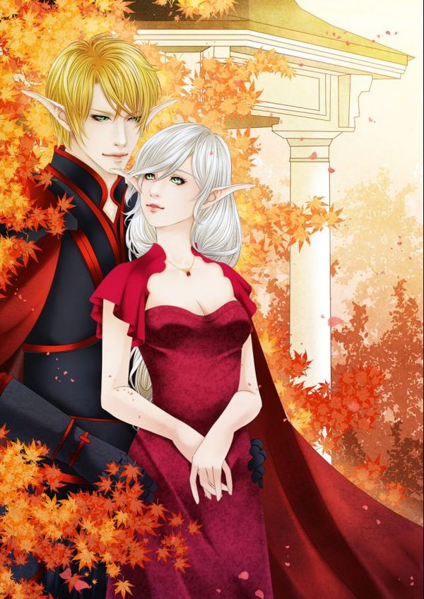 魔兽玩家画作欣赏:华美血精灵夫妇深情对望